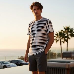 100% cotton Paul Smith Collection white navy striped t shirt men’s large